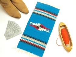 Ganscraft　1950年代後半製デッドストック・チマヨブランケット　GB1020-039　25x50cm　ターコイズブルー