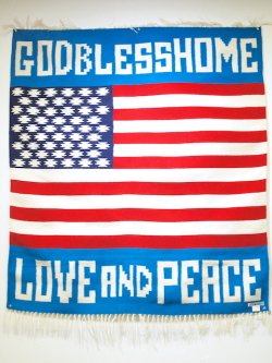 当店オリジナル　小林正茂謹製　MK-WORK-105　GOD BLESS HOME / LOVE AND PEACE 星条旗デザイン　手織りチマヨブランケット