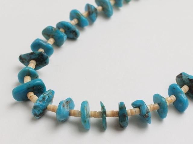 NAVAJO BEADS ターコイズ&シェルネックレス/60cm