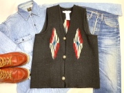 NAMBE WEAVER（ナンベ・ウィーバー）　手織りチマヨベスト　NW-V36032　スクエアフロント　サイズ36　ブラック