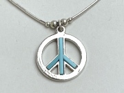 70's デッドストック 04-0192 ナバホ リキッドシルバー・チョーカー + ピースサイン・ペンダント 全長415mm