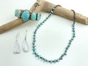 ナバホ　04-0182　ヴァレリー・ジョンソン作　キングマン・ターコイズ・ネックレス　全長450mm