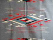 ビンテージ・チマヨブランケット　1940年代　VCB-007　136x206cm　スレートブルー・ヘザー　『グレーワープ』　※動画あり