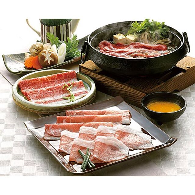 黒毛和牛200ｇと黒豚200ｇのすきやき肉《1892-092A26》