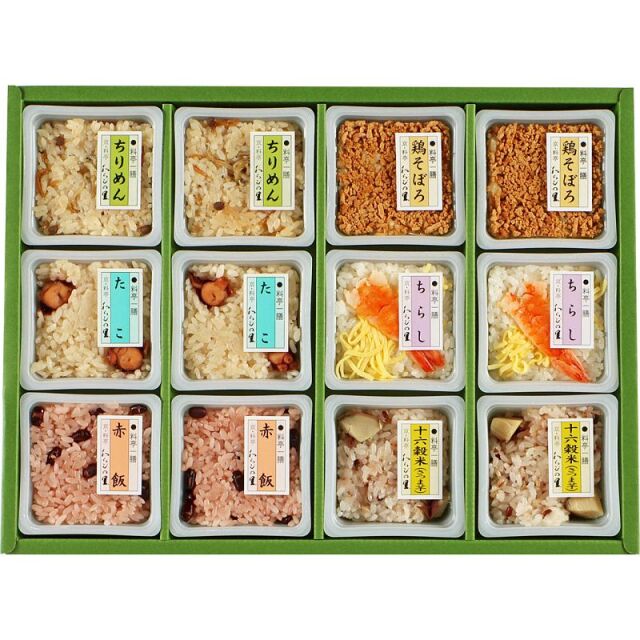 料亭一膳（ちりめんごはん ・たこめし ・鶏そぼろごはん ・ちらし寿司 ・赤飯 ・十六穀米【さつま芋】・ごましお）　　　《1895-935A26》