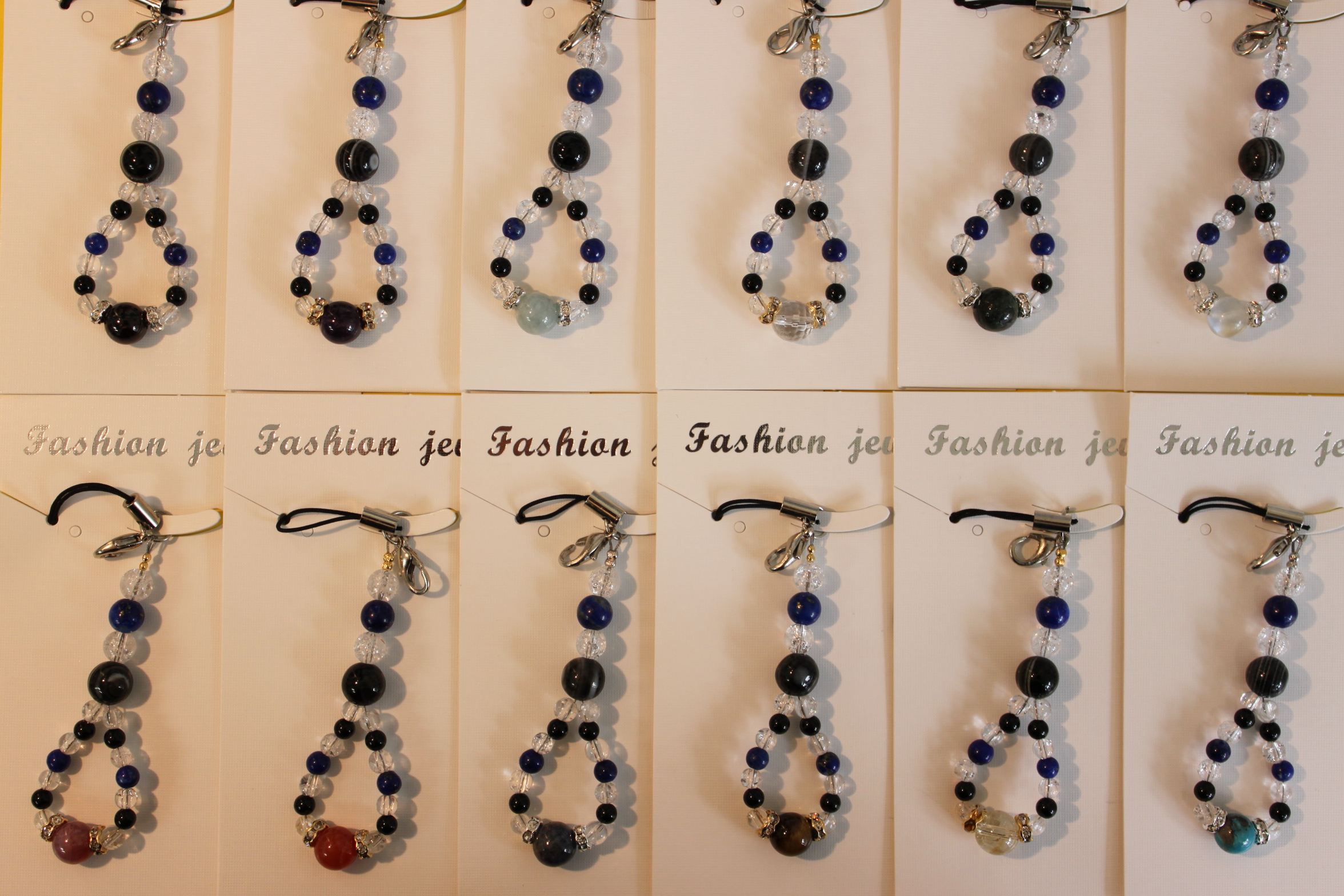 交通安全ストラップ（水晶・ラピスラズリ・点眼石・オニキス・誕生石）