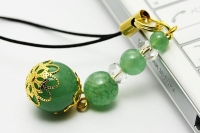 5月の誕生石ストラップ（アベンチュりン・水晶）