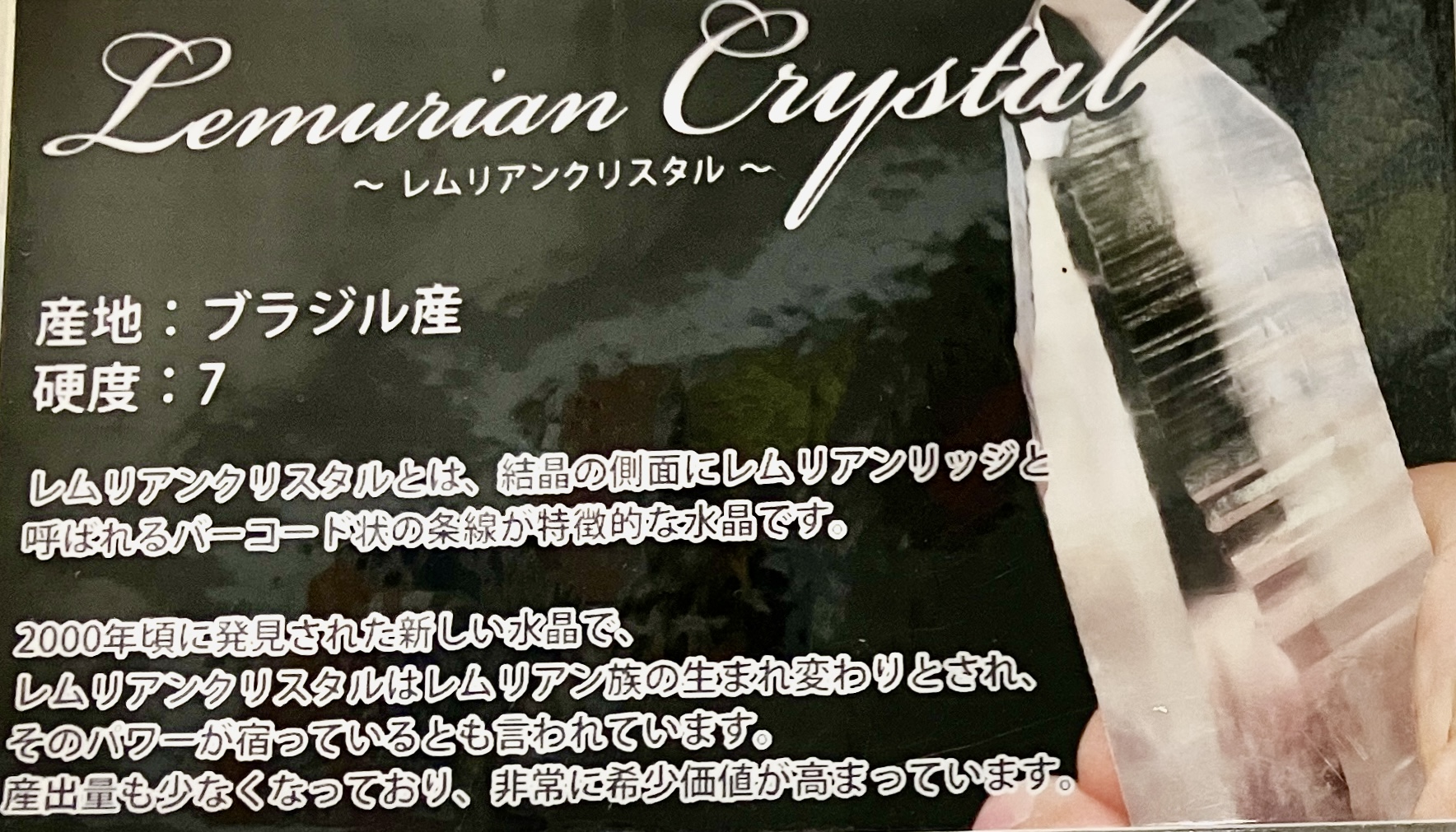 取り置きレムリアンシードクリスタル