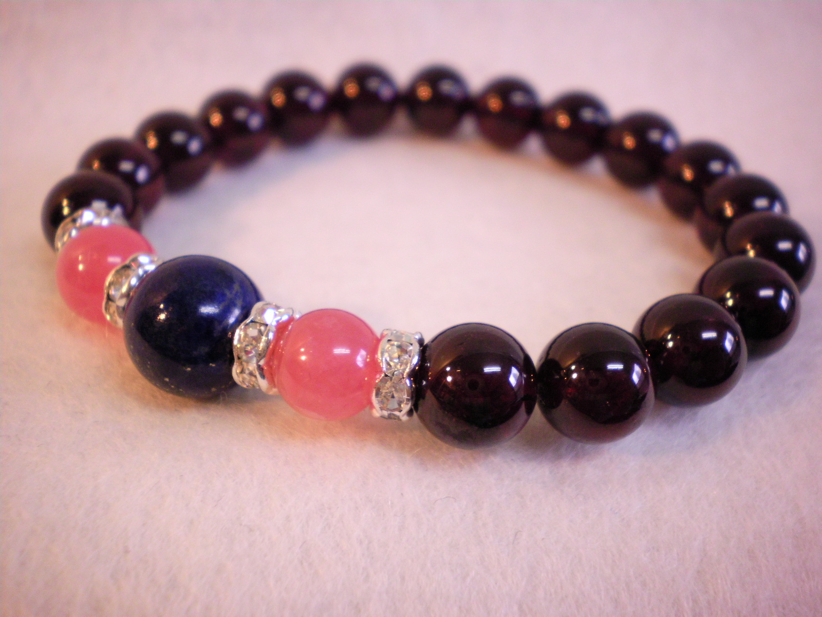 ガーネット・ラピスラズリ・インカローズ・ブレスレット