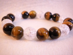 タイガーアイ・クラック水晶・ブレスレット