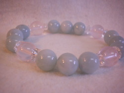 アクアマリン・ローズクォーツ・水晶・ブレスレット