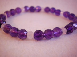ミラーボール形・アメジスト・ローズクオーツ・ブレスレット