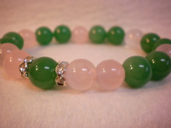 ジェダイド（翡翠）・ローズクォーツ・ブレスレット