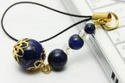9月の誕生石ストラップ（ラピスラズリ・水晶）