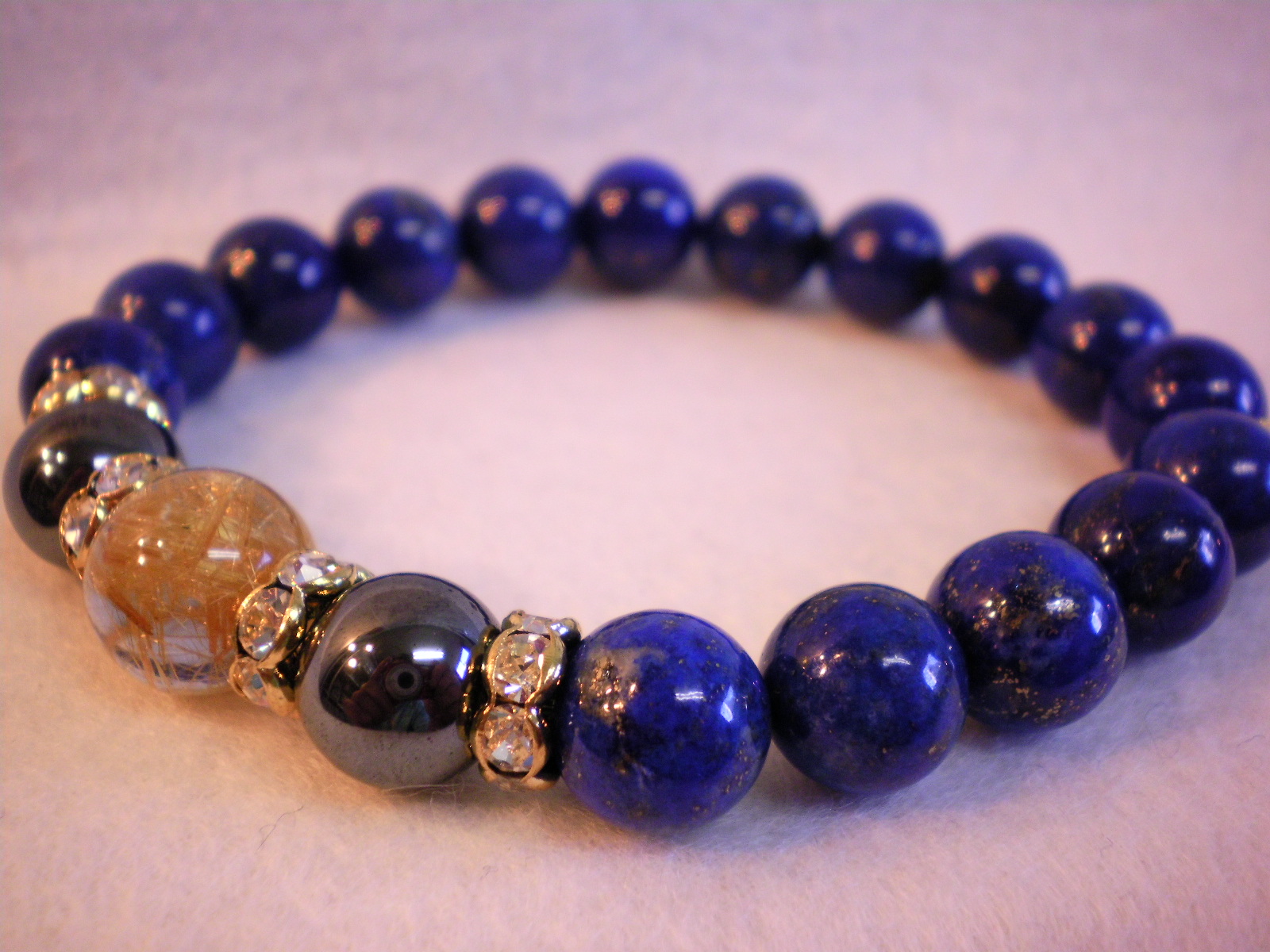 ラピスラズリ・ルチルクォーツ・ヘマタイト・ブレスレット