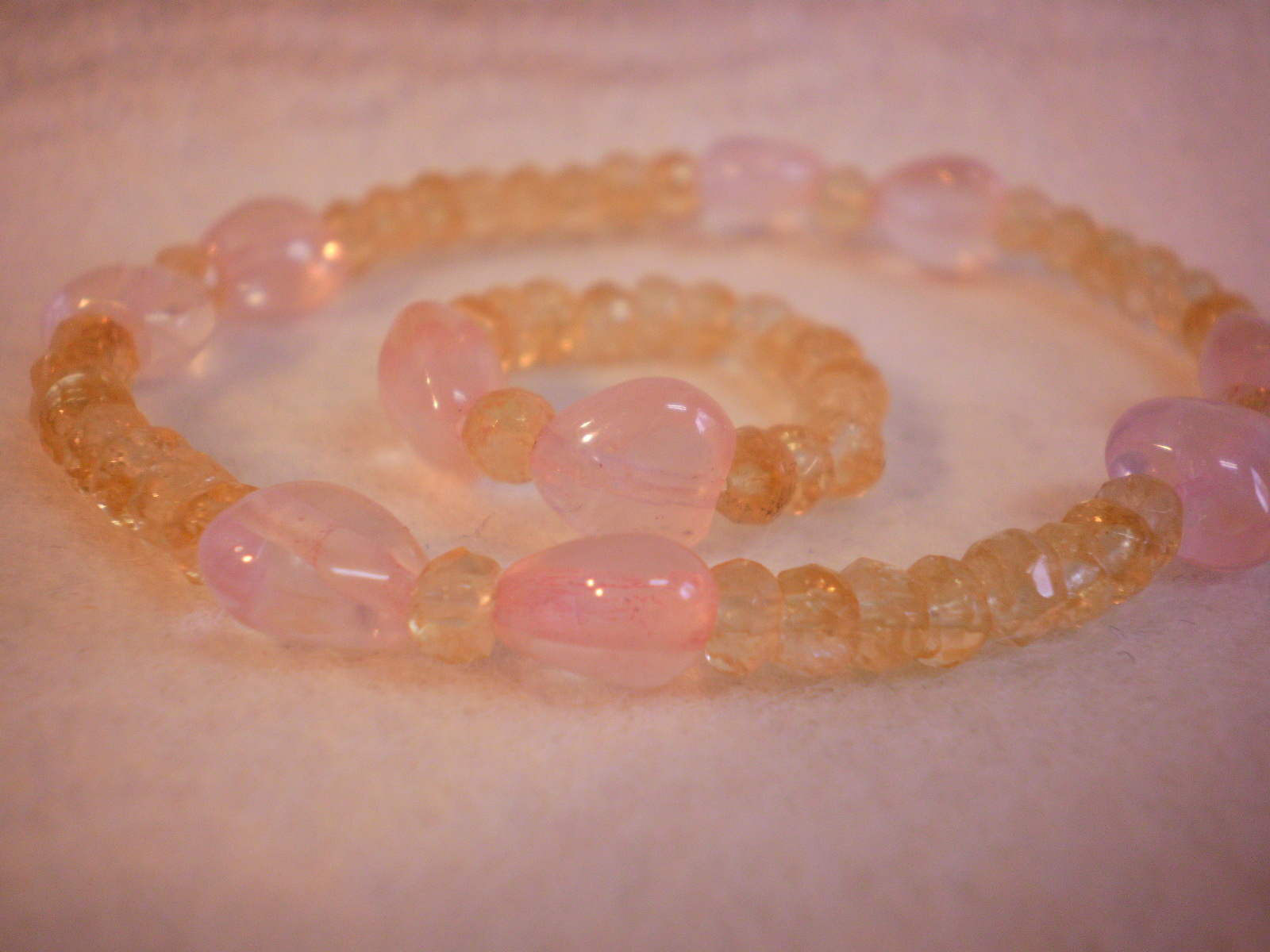 シトリン・ローズクォーツ・ブレスレット＆リング