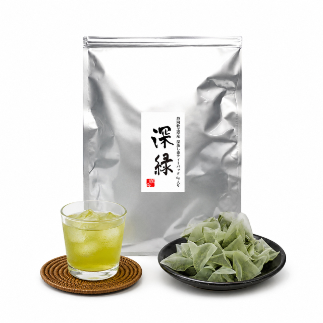 お徳用・業務用 静岡産・抹茶入り さんかくナイロンティーバッグ深緑10g50個