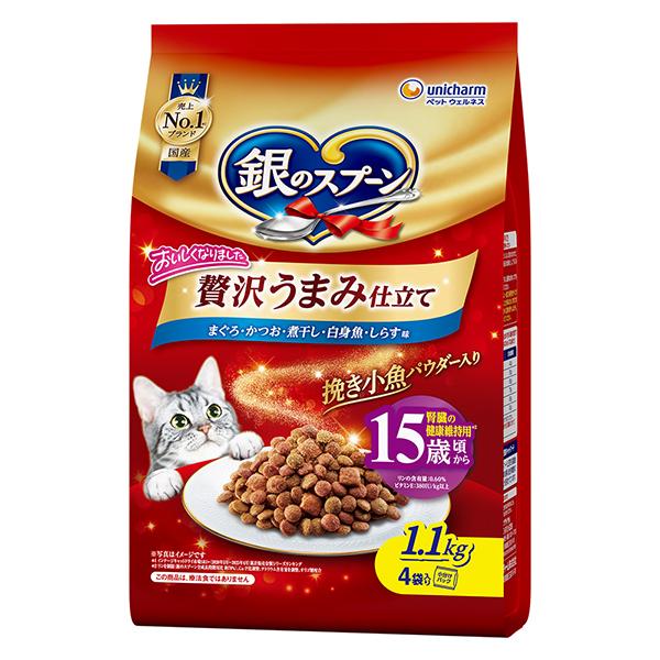 銀のスプーン贅沢うまみ仕立て15歳頃からまぐろ・かつお・煮干し・白身魚・しらす味 1.1kg×6個 (1ケース)