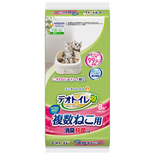ユニチャーム デオトイレ複数ねこ用消臭・抗菌シート8枚×24パック(1ケース)