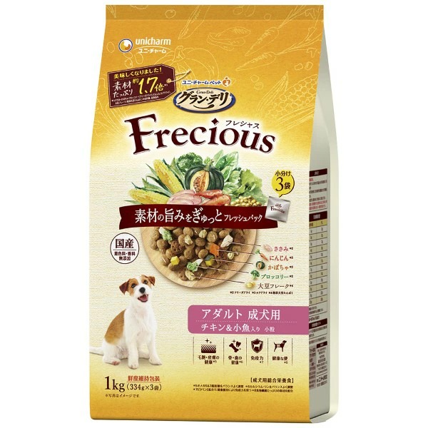 グラン・デリ Frecious アダルトチキン&小魚 1kg×8袋入り (1ケース)