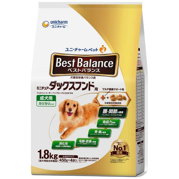 ベストバランス カリカリ仕立て ミニチュア・ダックスフンド用 1.8kg×4袋入り (1ケース)