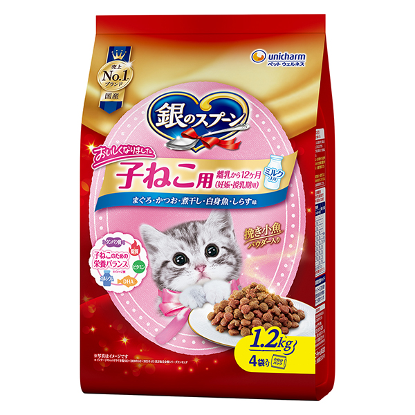 銀のスプーン贅沢うまみ仕立て子ねこ用まぐろ・かつお・煮干し・白身魚・しらす味 1.2kg×6個 (1ケース)