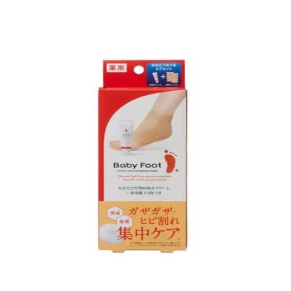 ベビーフット かかとひび割れ予防セット ひび割れ防止クリーム60g、かかと用靴下1足分 (2枚)