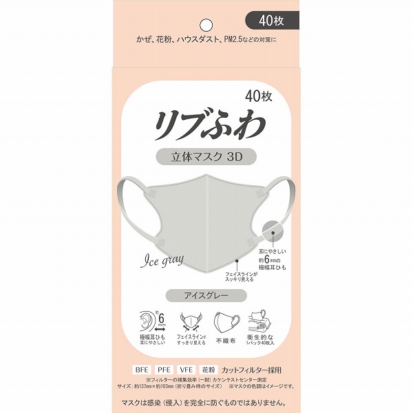 新品未使用未開封　リブふわ　口元立体マスク　グレー　50枚×12箱　600枚 楽天市場】リブふわ 口元立体 マスク 不織布 カラーマスク 50枚( 50枚