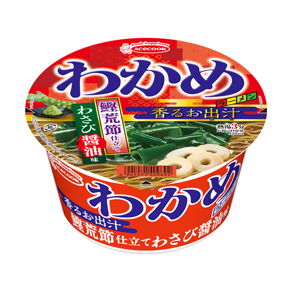 エースコック わかめラーメン香るお出汁鰹荒節仕立てわさび醤油味 71g×12個 (1ケース)