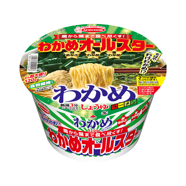 エースコック わかめオールスター わかめラーメン しょうゆ 153g×12個 (1ケース)