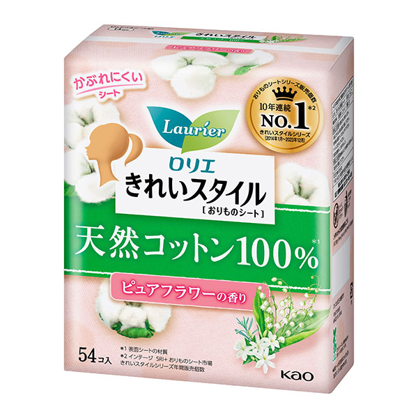 ロリエ　きれいスタイル　天然コットン100％　ピュアフラワーの香り 54個　3パックセット  花王