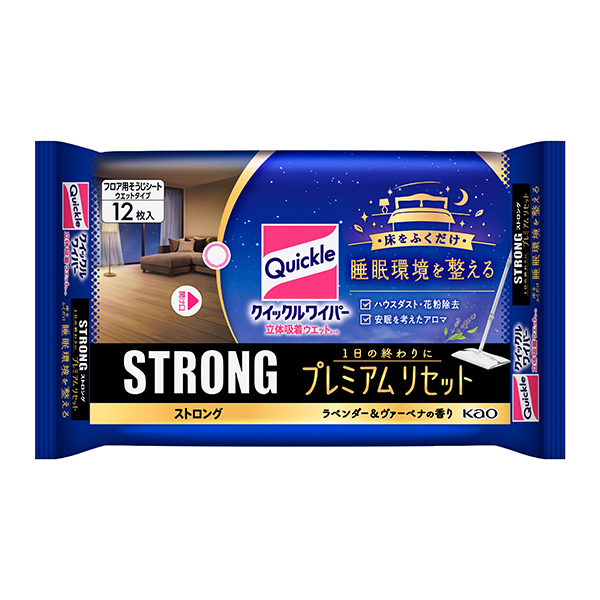 花王 クイックルワイパー 立体吸着ウエットシート ストロング プレミアムリセット 12枚