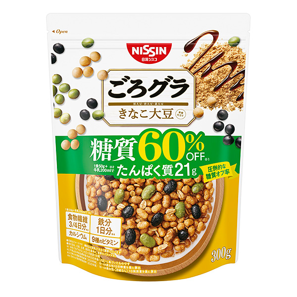 日清シスコ ごろグラ糖質60％オフきなこ大豆 300g×8個 (1ケース)