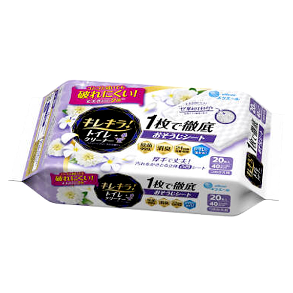 キレキラ！トイレクリーナー 1枚で徹底おそうじシート クリーンフローラル つめかえ 10枚入り×2パック×5個セット(SH)