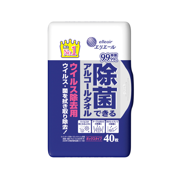 エリエール 除菌できるアルコールタオル ウイルス除去用 ボックス本体４０枚（SH）
