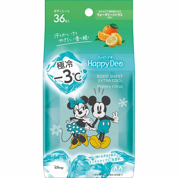 マンダム ハッピーデオ ボディシート 極冷 ウォータリーシトラス 36枚