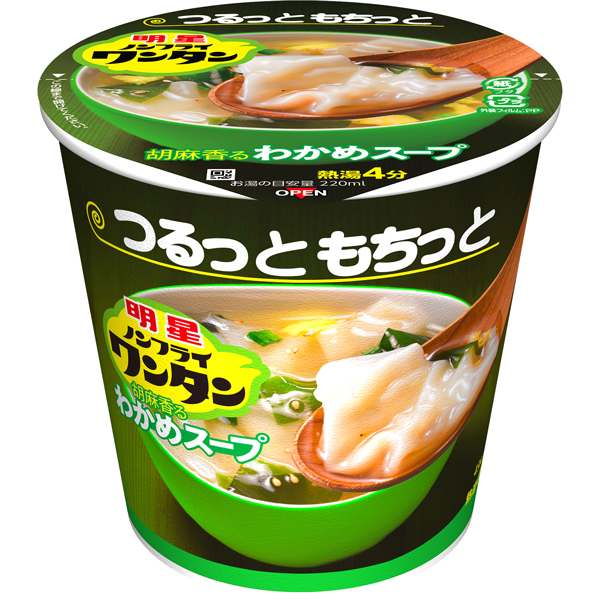 明星　ノンフライワンタン　わかめスープ 14g×6個　4ケースセット(計24個セット)