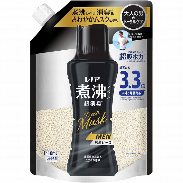 レノア煮沸レベル消臭抗菌ビーズ MEN 清潔感あふれるムスクの香りつめかえ用超特大 1410mL