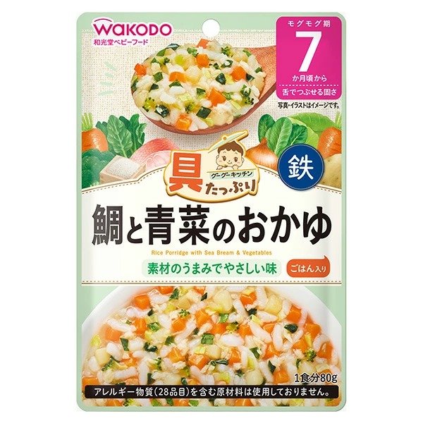 具たっぷりグーグーキッチン 鯛と青菜のおかゆ 80g×6個セット