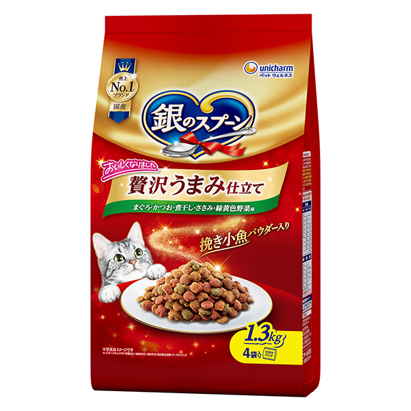 銀のスプーン贅沢うまみ仕立てまぐろ・かつお・煮干し・ささみ・緑黄色野菜味 1.3kg×6個 (1ケース)