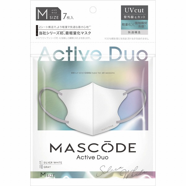 マスコード 3Dマスク アクティブ デュオ ADM01 シルバーホワイト 7枚×6個セット