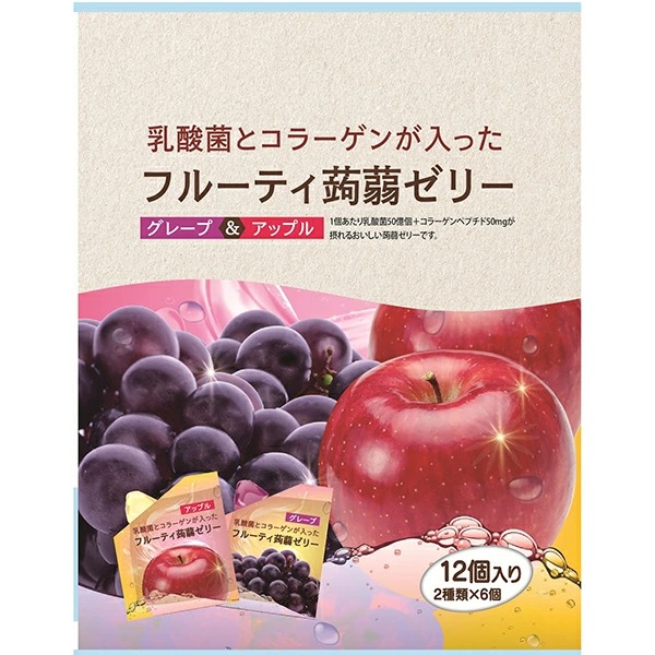 フルーティ蒟蒻ゼリー グレープ&アップル 216g×12袋入り (1ケース)