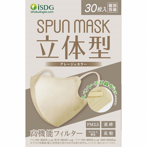 ＳＰＵＮ ＭＡＳＫ 立体型 グレージュ 30枚