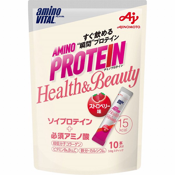 「アミノバイタル アミノプロテイン」Health&Beauty ストロベリー味 パウチ 38g（3.8g×10本）