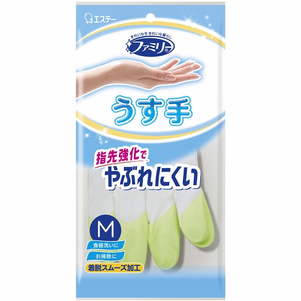 エステー ファミリー ビニールうす手 指先強化 Ｍ グリーン