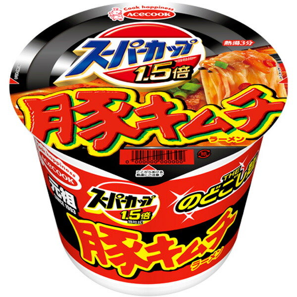 エースコック　スーパーカップ1.5倍　新・豚キムチラーメン 107g×12個入り(1ケース)