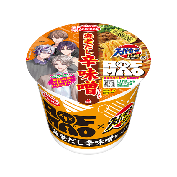 エースコック スーパーカップ1.5倍×ROF-MAO海老だし辛味噌ラーメン 125g×12個 (1ケース)