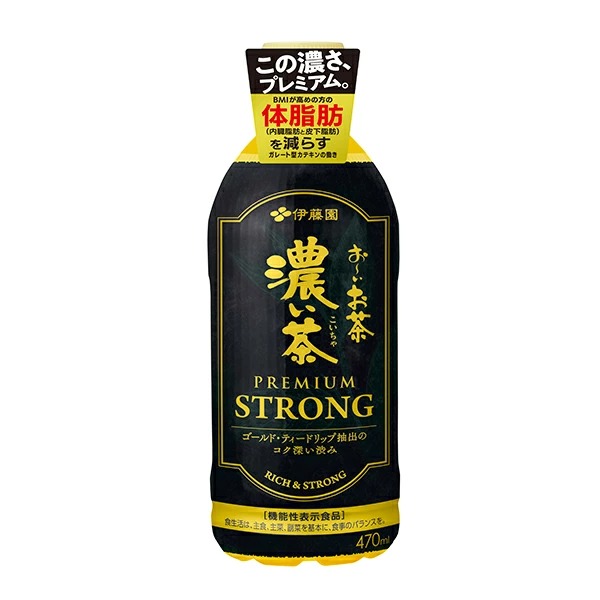 お〜いお茶濃い茶ストロング 470ml×24本入り (1ケース)【機能性表示食品】