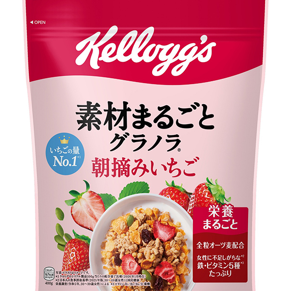 ケロッグ 素材まるごとグラノラ 朝摘みいちご 400g×6個 (1ケース)