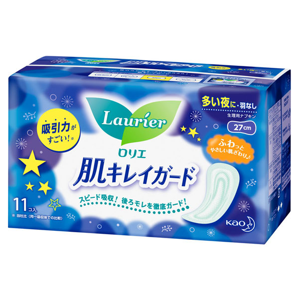 ロリエ 肌きれいガード 多い夜用 羽なし 医薬部外品 11個入 24パック 1ケース 花王 Ko